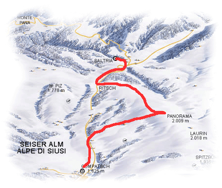 Mappa ciaspolata Alpe di Siusi