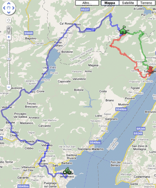 Mappa giro in bici dal Garda a Tremalzo